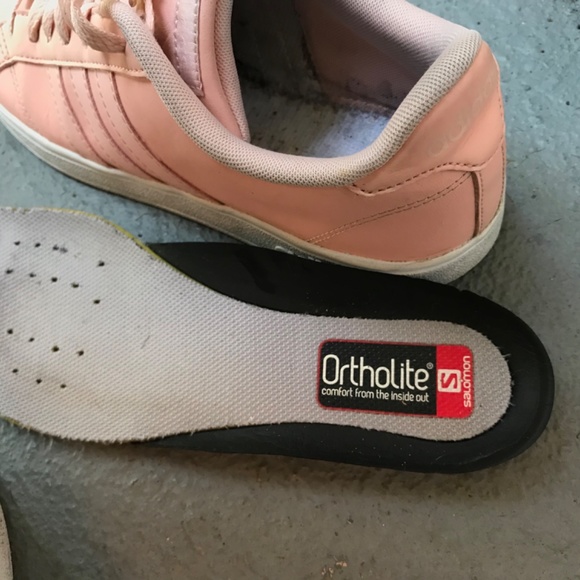 Women 100% Genuine Leather Adidas Light Pink Sneakers Size 9 - Picture 7 of 9